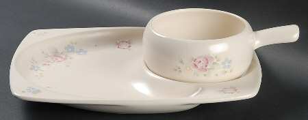 Tea Rose Snack Set with 11" (SNTR11) Tray & Stick Handle Soup (SOH)