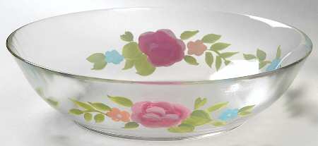 Tea Rose Individual Hand Painted Glass Salad Bowl