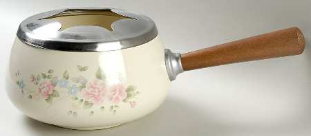 Tea Rose Metal Fondue & Lid