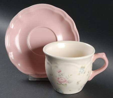Tea Rose Flat Cup & Saucer Set w/20th Anniversary Bkstp