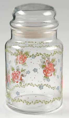 Tea Rose 7" Glassware Candy Jar & Lid
