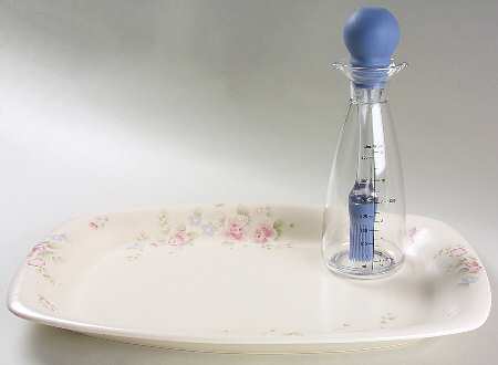 Tea Rose 2 Pc Barbeque Set (16" Platter & Glass Bottle)
