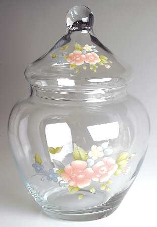 Tea Rose Glassware Candy Jar & Lid