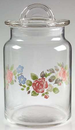 Tea Rose Glassware Candy Jar & Lid