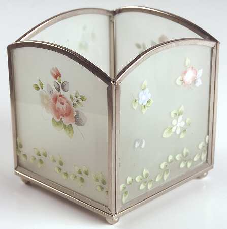 Tea Rose Stain Glass Candleholder