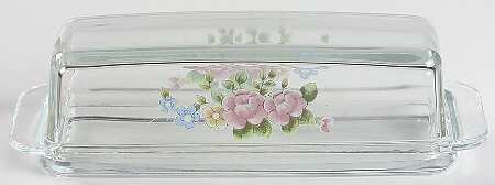 Tea Rose Glassware 1/4 Lb Butter by Pfaltzgraff