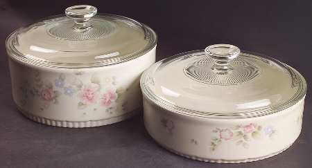 Tea Rose 4-Piece Bakeware Set (2 Bakers with Lids)