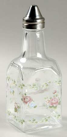 Tea Rose Glassware Oil Cruet/Shaker with Metal  Lid