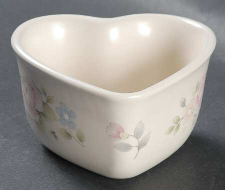 Tea Rose Heart Shaped Custard Cup by Pfaltzgraff