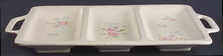 Tea Rose Divided 3 Part Handled Rectangular Server by Pfaltzgraff