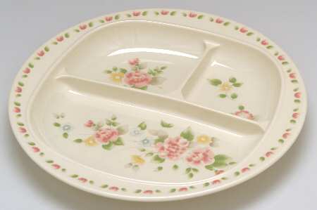Tea Rose Melamine Adult Divided Plate by Pfaltzgraff