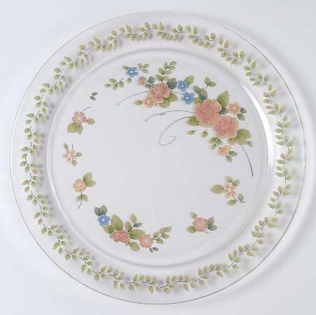 Tea Rose Round Glassware Platter by Pfaltzgraff