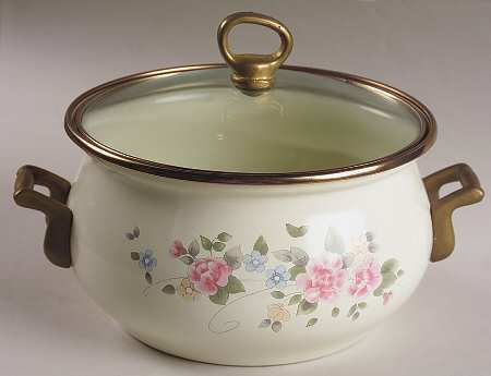 Tea Rose 2 Quart Metal Covered Casserole