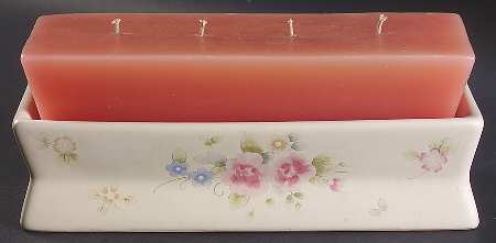 Tea Rose 4 Wick Brick Candle Set