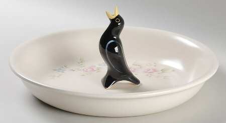 Tea Rose 10" Pie Baking Plate with Pie Bird