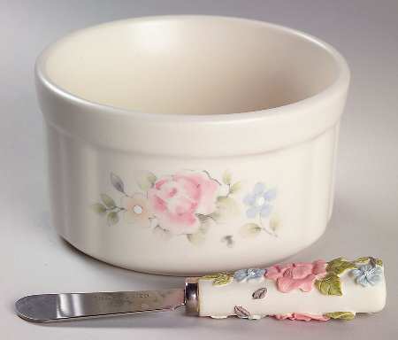Tea Rose Dip Bowl & Spreader Set