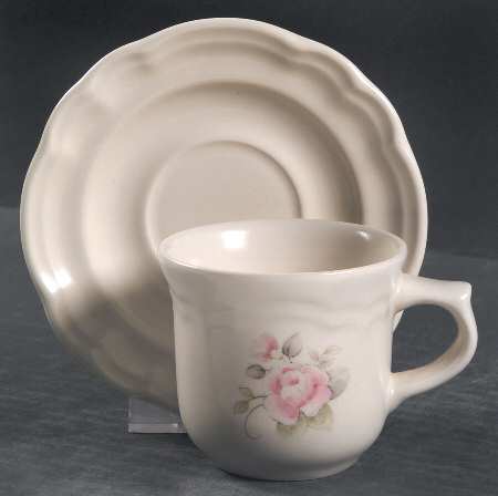 Tea Rose Flat Demitasse Cup & Saucer Set by Pfaltzgraff