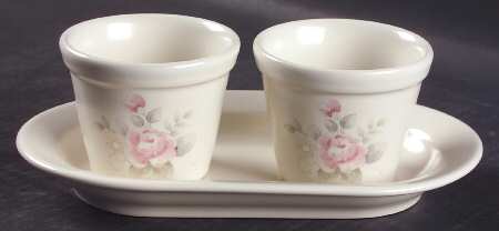 Tea Rose Herb Pots with Tray (2 Pots,1 Tray)