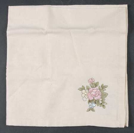 Tea Rose Embroidered Cloth Napkin by Pfaltzgraff