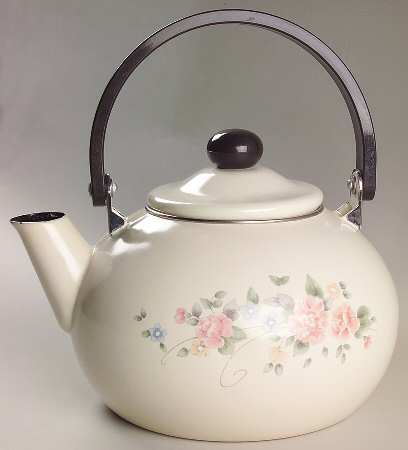 Tea Rose Metal Kettle & Lid
