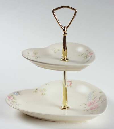 Tea Rose 2-Tiered Serving Tray (Salad & Bread/Butter Plate) by Pfaltzgraff