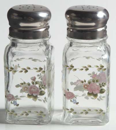 Tea Rose Glassware Salt and Pepper Set
