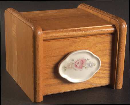 Tea Rose Wood Recipe Box with Hinged Lid