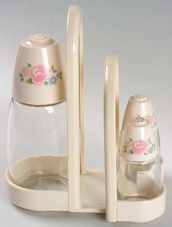Tea Rose Napkin,Salt&Pepper,Sugar Shaker Set W/Plastic Lids