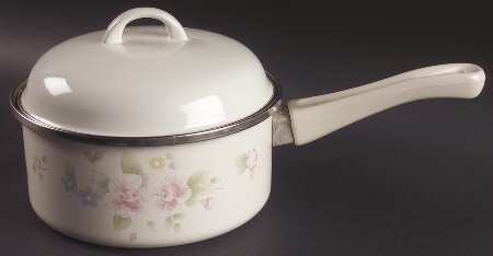 Tea Rose 2 Quart Metal Covered Saucepan