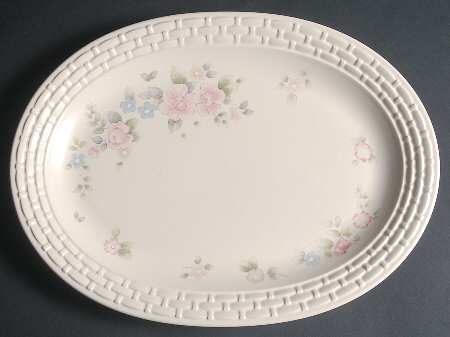 Tea Rose 14" Oval Basketweave Serving Platter by Pfaltzgraff