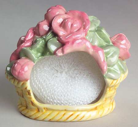 Tea Rose Figural Scouring Pad Holder