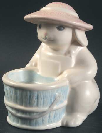 Tea Rose Bunny Sitting Votive Candleholder