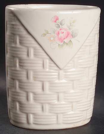 Tea Rose Basketweave Utensil Holder by Pfaltzgraff
