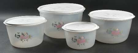 Tea Rose (4 Piece) Plastic Nested Storage Bowl Set