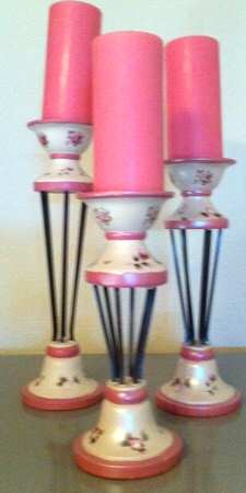 Tea Rose Metal & Resin Candleholder - Set of 3