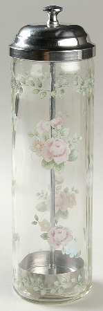 Tea Rose Glassware Junior Straw Dispenser by Pfaltzgraff
