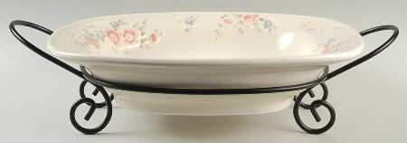 Tea Rose 14" Square Serving Pasta Bowl w/Metal Rack