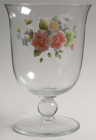 Tea Rose Pedestal Glassware Hurricane