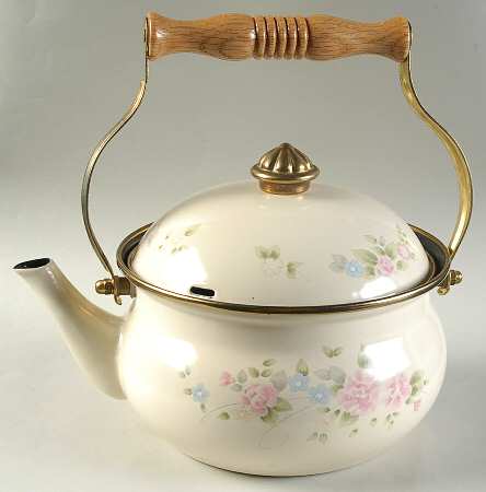 Tea Rose Metal Kettle & Lid
