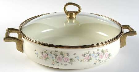 Tea Rose 2.5 Quart Metal Round Covered Casserole