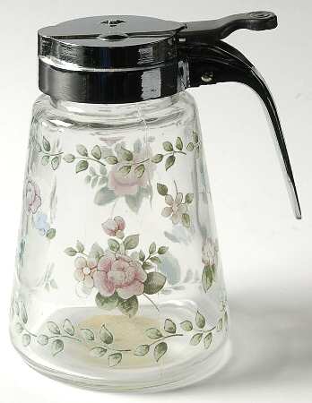 Tea Rose Glassware Syrup & Metal Lid by Pfaltzgraff