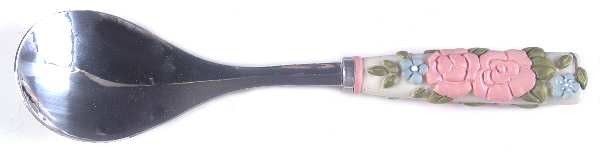 Tea Rose Salad Serving Fork-Plastic Handle
