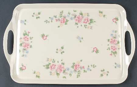 Tea Rose Handled Melamine Tray