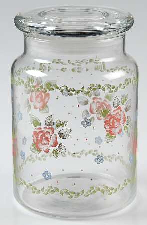 Tea Rose 5" Glassware Storage Jar & Lid