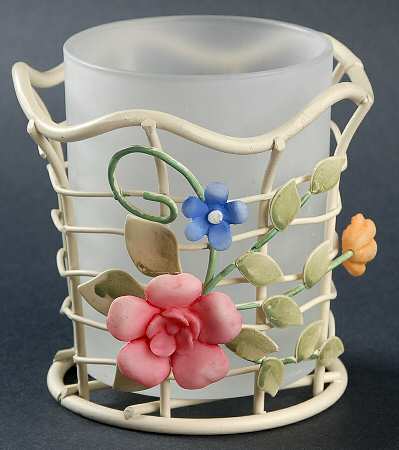 Tea Rose Metal Votive Candleholder