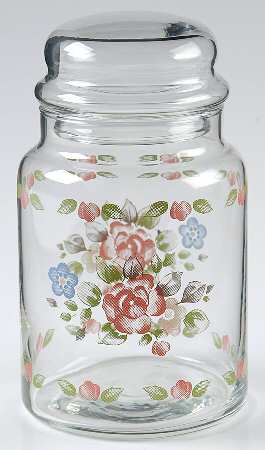 Tea Rose 7" Glassware Candy Jar & Lid