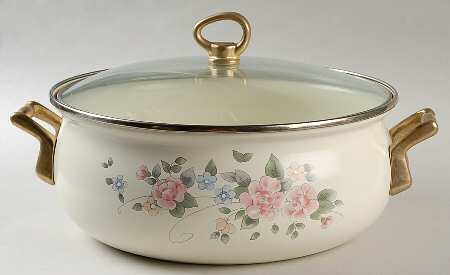 Tea Rose 4 Quart Metal Dutch Oven with Glass Lid