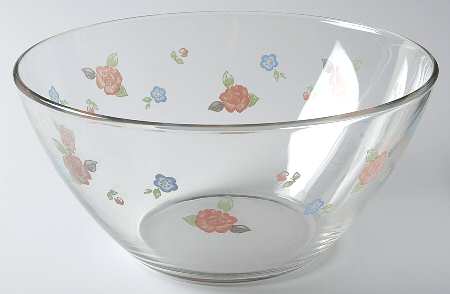 Tea Rose 9" Glassware Salad Bowl