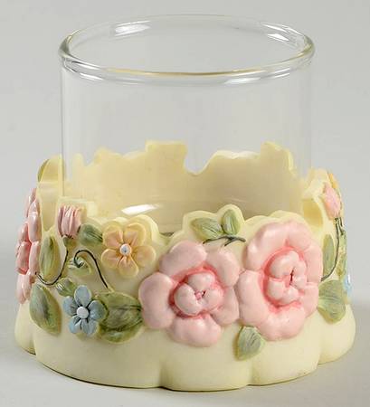 Tea Rose Candle Votive with Cup and Candle