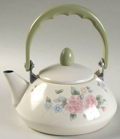 Tea Rose Metal Kettle & Lid by Pfaltzgraff